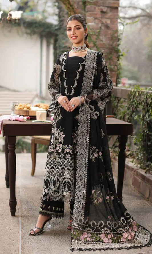 KAHF 3PC UNSTITCHED DHANAK EMBROIDERED WITH EMBROIDERED SHAWL & PLAIN DHANAK TROUSER