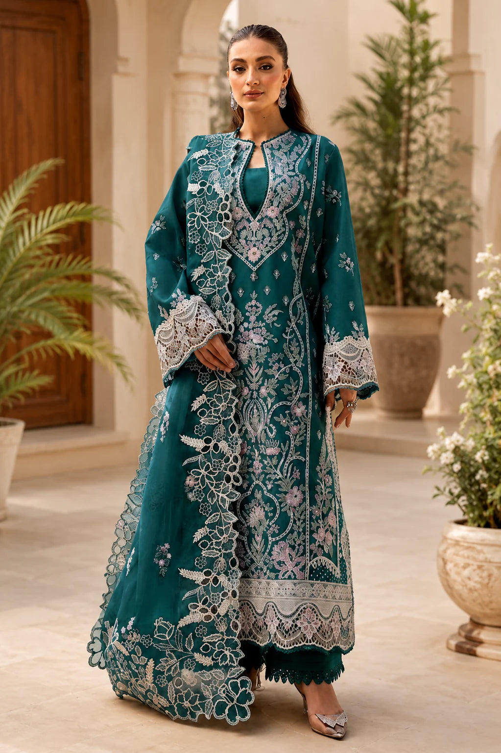 Zariah - Luxury 3PC Chikenkari Heavy Embroidered Suit