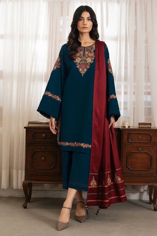 JAZMIN WINTER DHANAK UNSTITCHED 3PC WITH EMBROIDERED DHANAK SHAWL