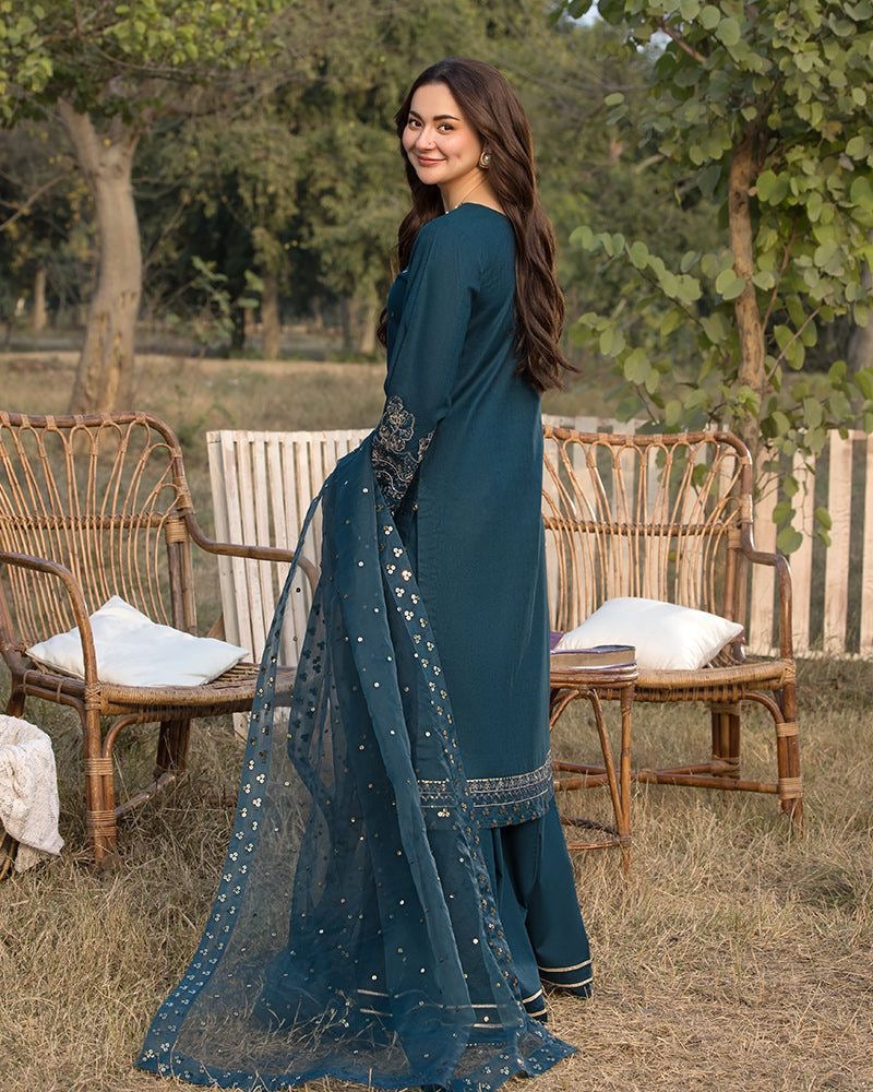 ALLEY'S UNSTITCHED DHANAK EMBROIDERED 3PC WITH HEAVY EMBROIDERED DUPATTA