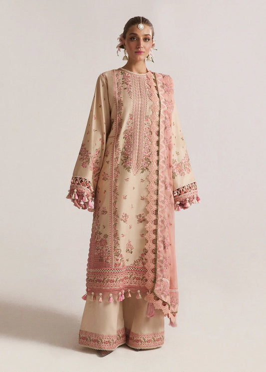 Hussain Rehar Unstitched Dhanak 3PC With Embroidered Shawl