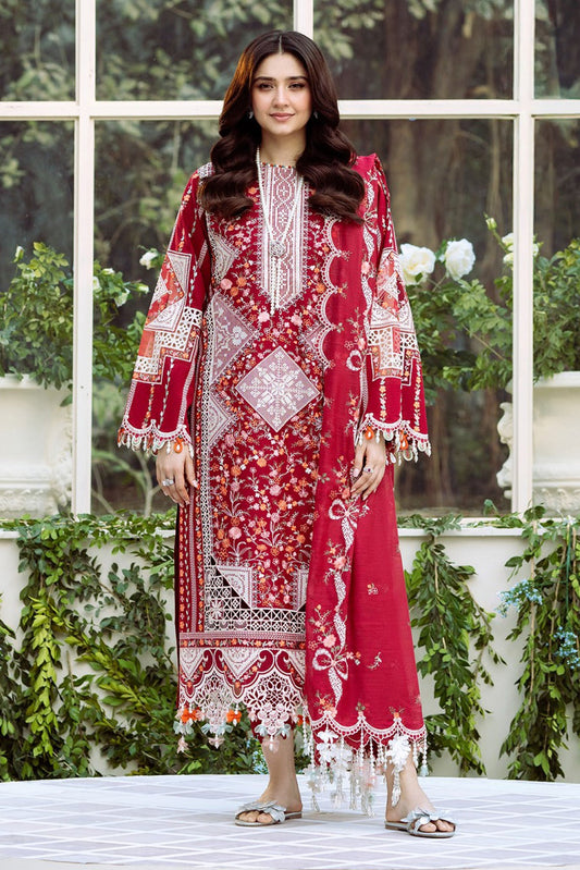 BIN_ILYAS DHANAK EMBROIDERED 3PC WITH DHANAK EMBROIDERED SHAWL