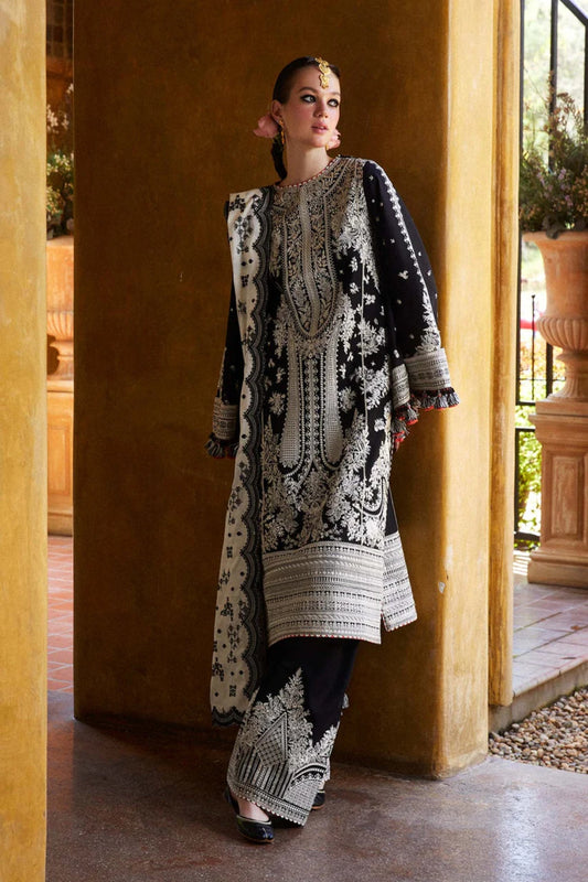 Hussain Rehar 004 3PC Unstitched Luxury dhanak  Heavy Embroidered Suit