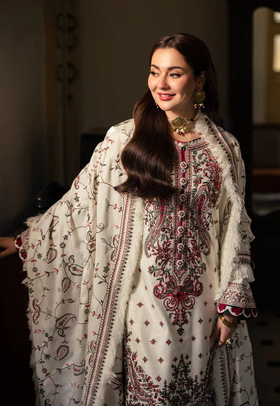 ASIM JOFA-3PC DHANAK SEQUENCE EMBROIDERED SHIRT WITH DHANAK EMBROIDERED SHAWL & DHANAK TOUSER-BIC-4060