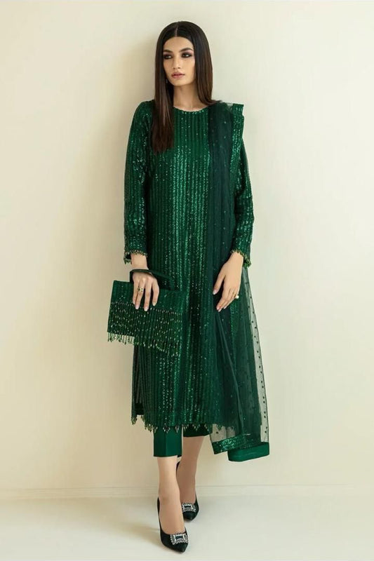 Luxury Party wear collection heavy sequins embroidery dress