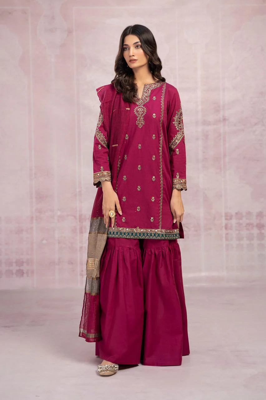 MARIA B DHANAK EMBROIDERY DRESS 3 PIECE UNSTITCHED