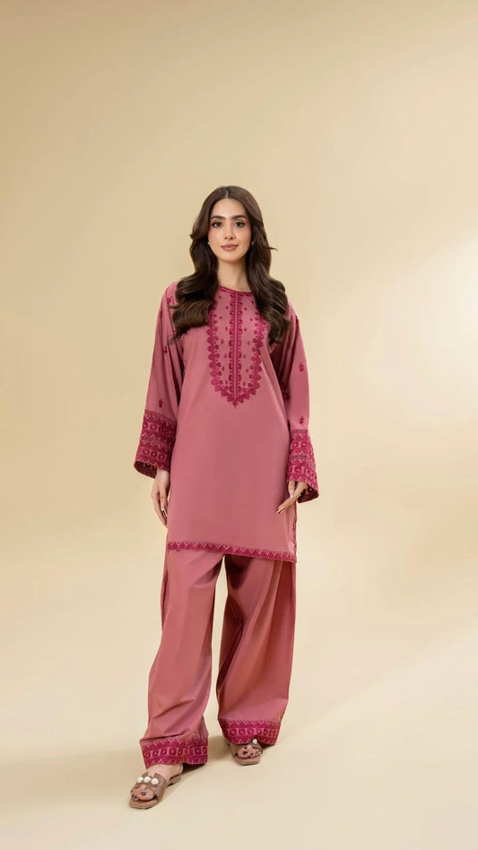 RUBY UNSTITCHED DHANAK 2PC WITH DHANAK EMBROIDERED TROUSER