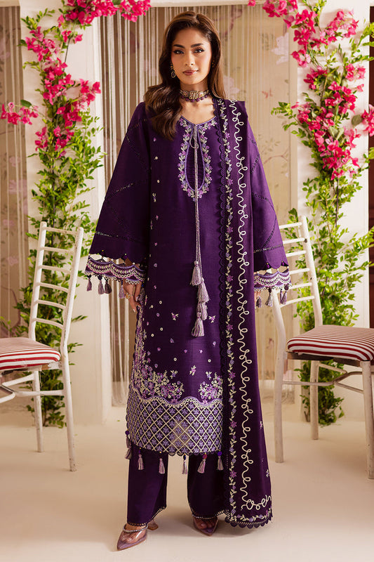 MAHNUR-3PC DHANAK EMBROIDERED SHIRT WITH DHANAK EMBROIDERED SHAWL & TROUSER-WM-4328