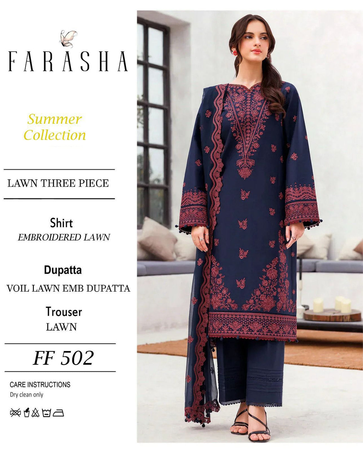 SUMMER COLLECTION ``` 🍂*_Farasha 502_*🍂 *Stuff: Best Quality Air jet lawn 90/70