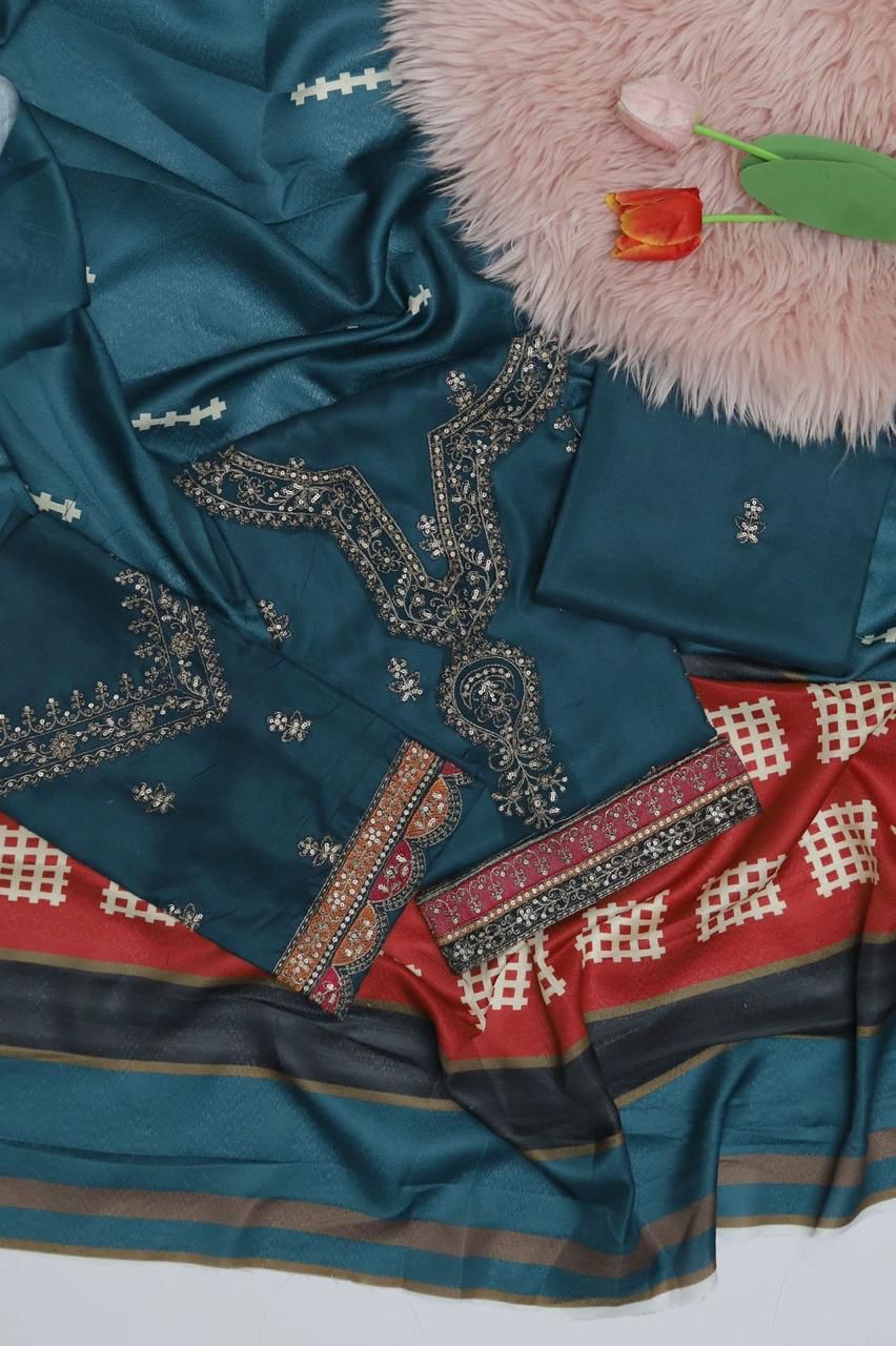 Maria-B Hit code in Dhanak fabric in premium quality