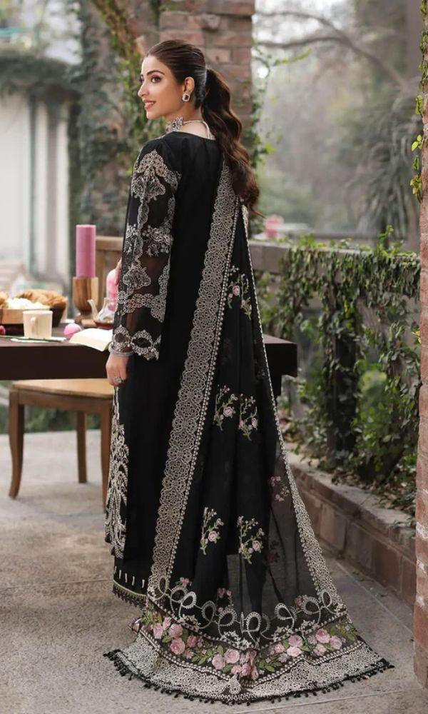 KAHF 3PC UNSTITCHED Lawn 90/70 EMBROIDERED WITH EMBROIDERED SHAWL & PLAIN Lawn TROUSER