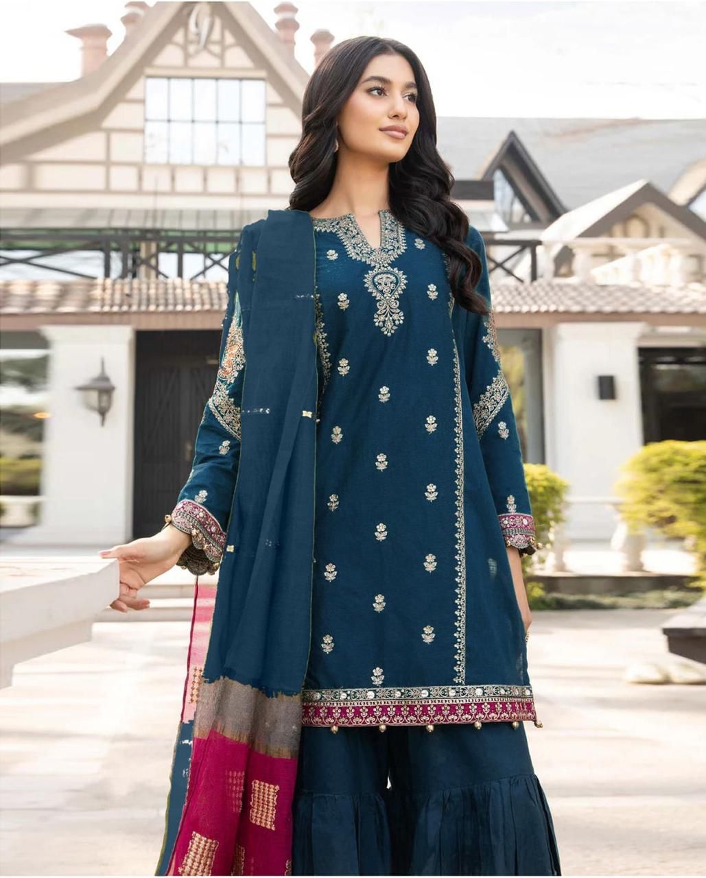 Maria-B Hit code in Dhanak fabric in premium quality