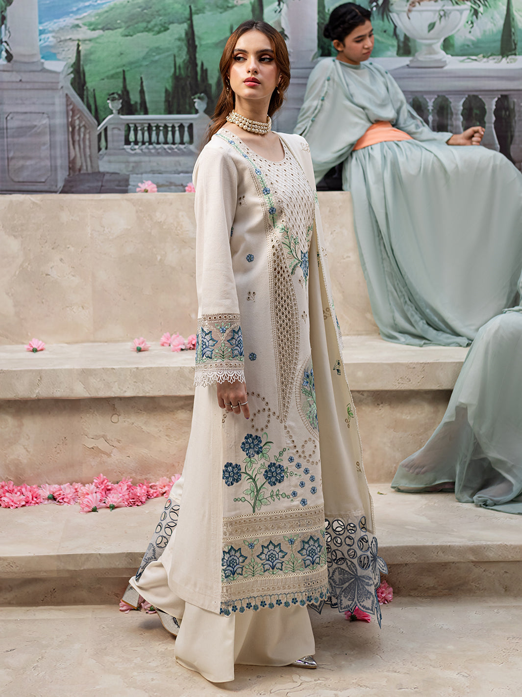 MAHNUR- SUMMER UNSTITCHED lawn 90/88EMBROIDERED 3PC WITH LASER WORK EMBROIDERED SHAWL