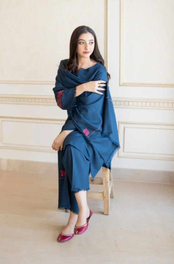 Aisling - 3PC Unstitched Dhanak Embroidered Shirt with Embroidered Dupatta and Trouser
Regular price