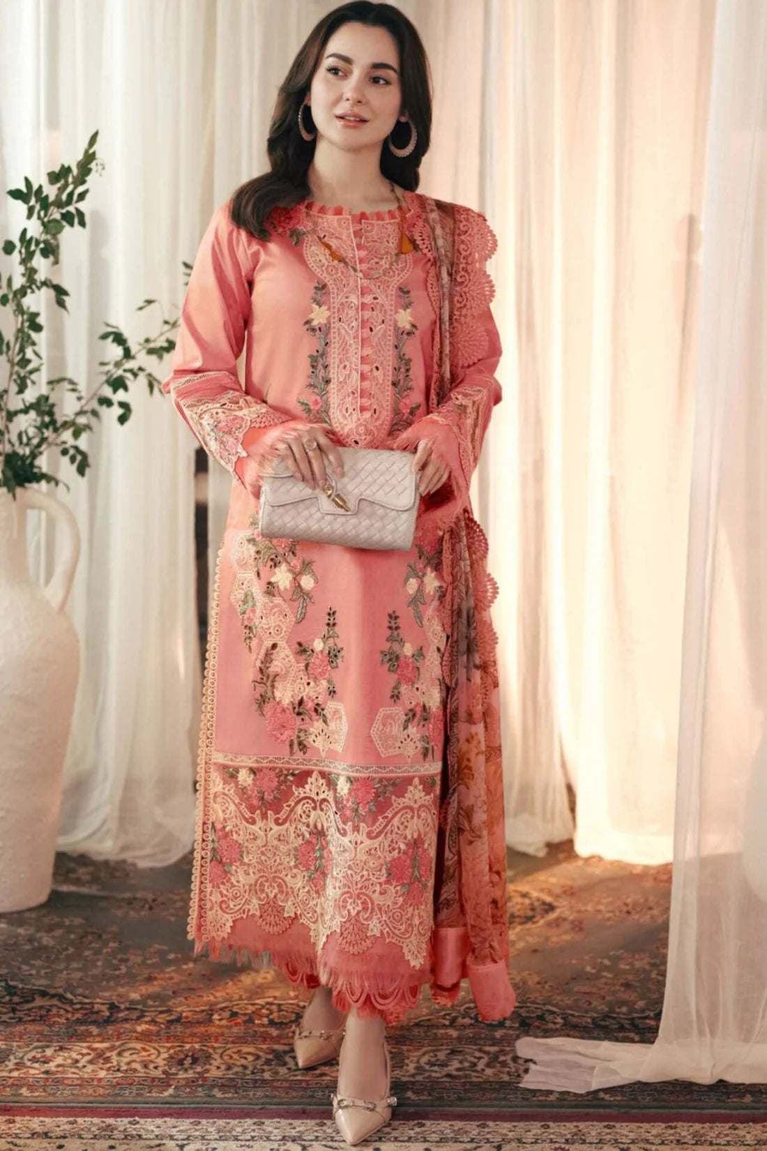 JADE Unstitched Dhanak Embroidered 3PC With Printed Shawl