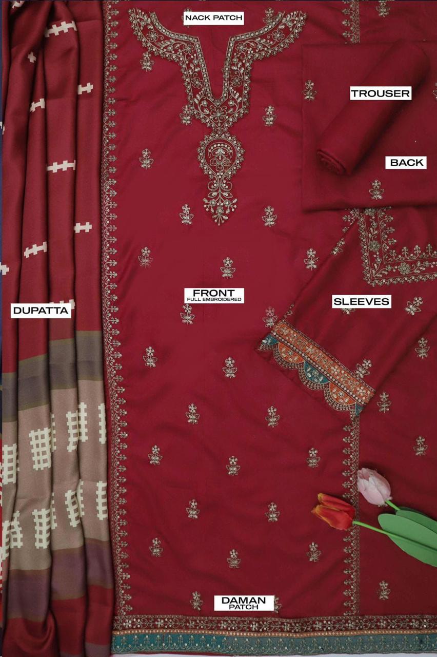 Maria-B Hit code in Dhanak fabric in premium quality