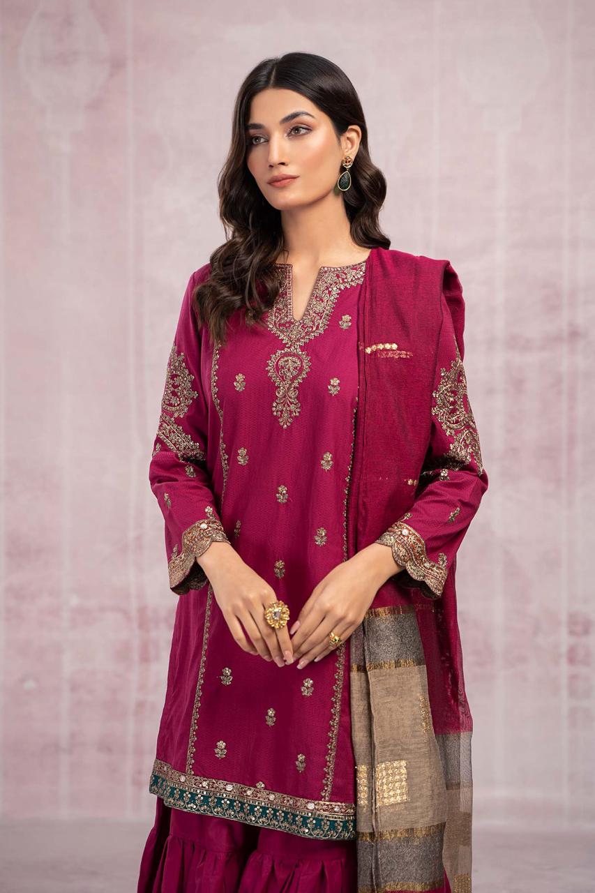 MARIA B DHANAK EMBROIDERY DRESS 3 PIECE UNSTITCHED