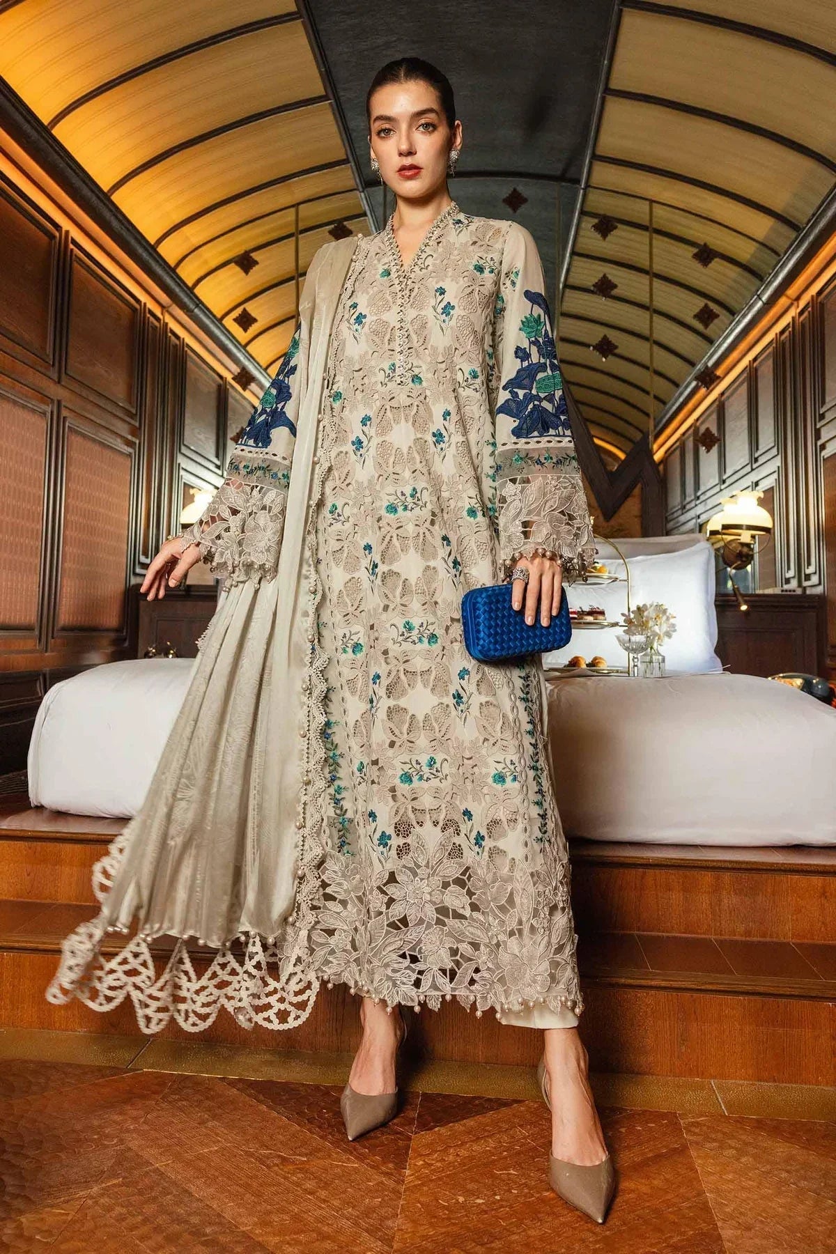 Evania - Luxury 3PC Chikenkari Heavy Embroidered Suit