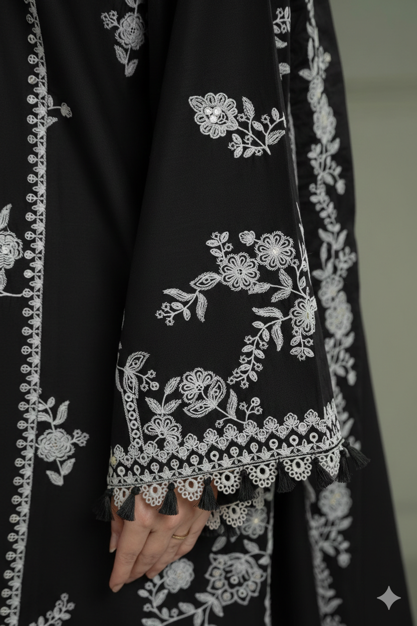 CROSS STITCH LUXURY summer UNSTITCHED EMBROIDERED 3PC