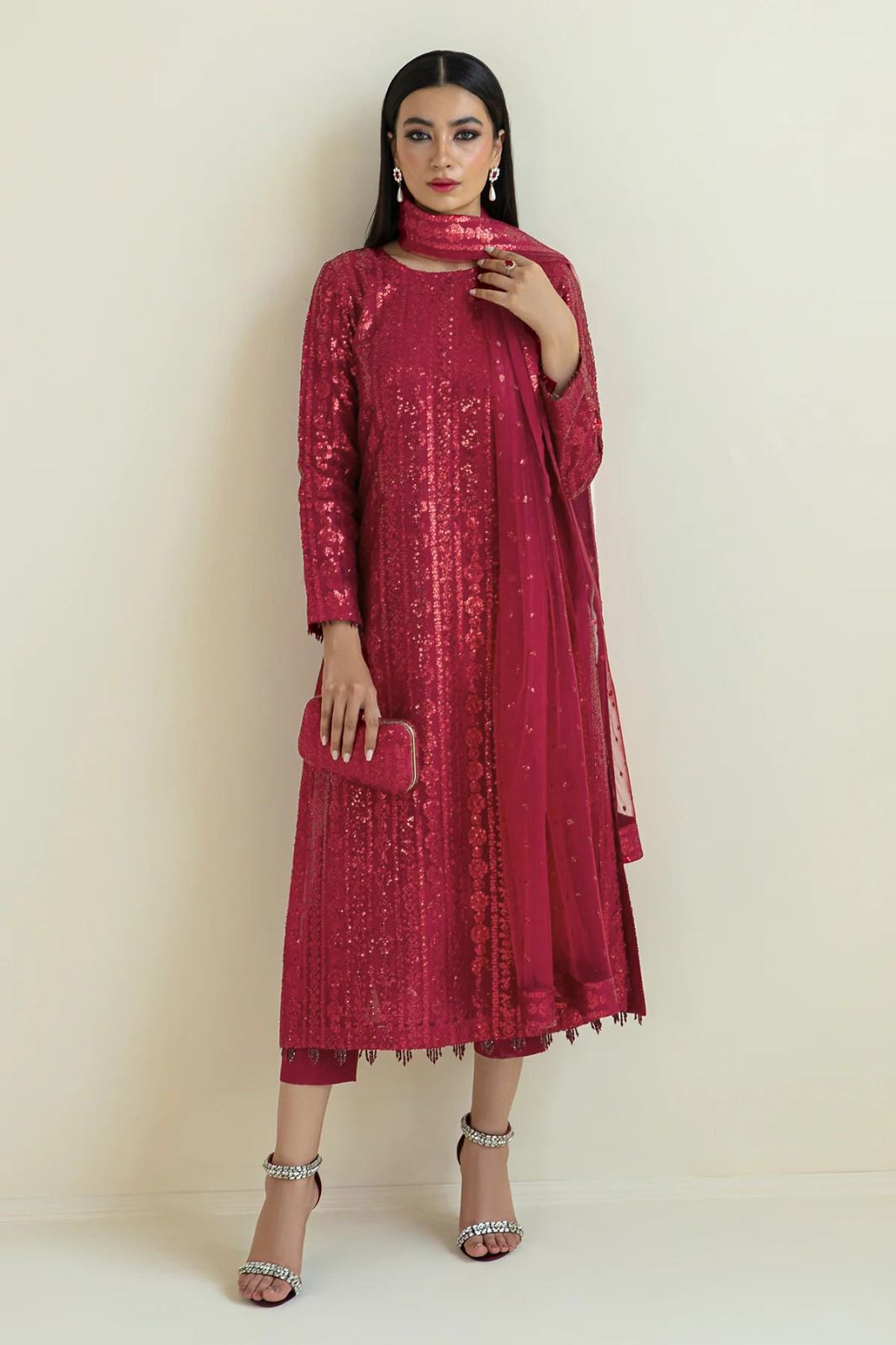 Luxury Party wear collection heavy sequins embroidery dress