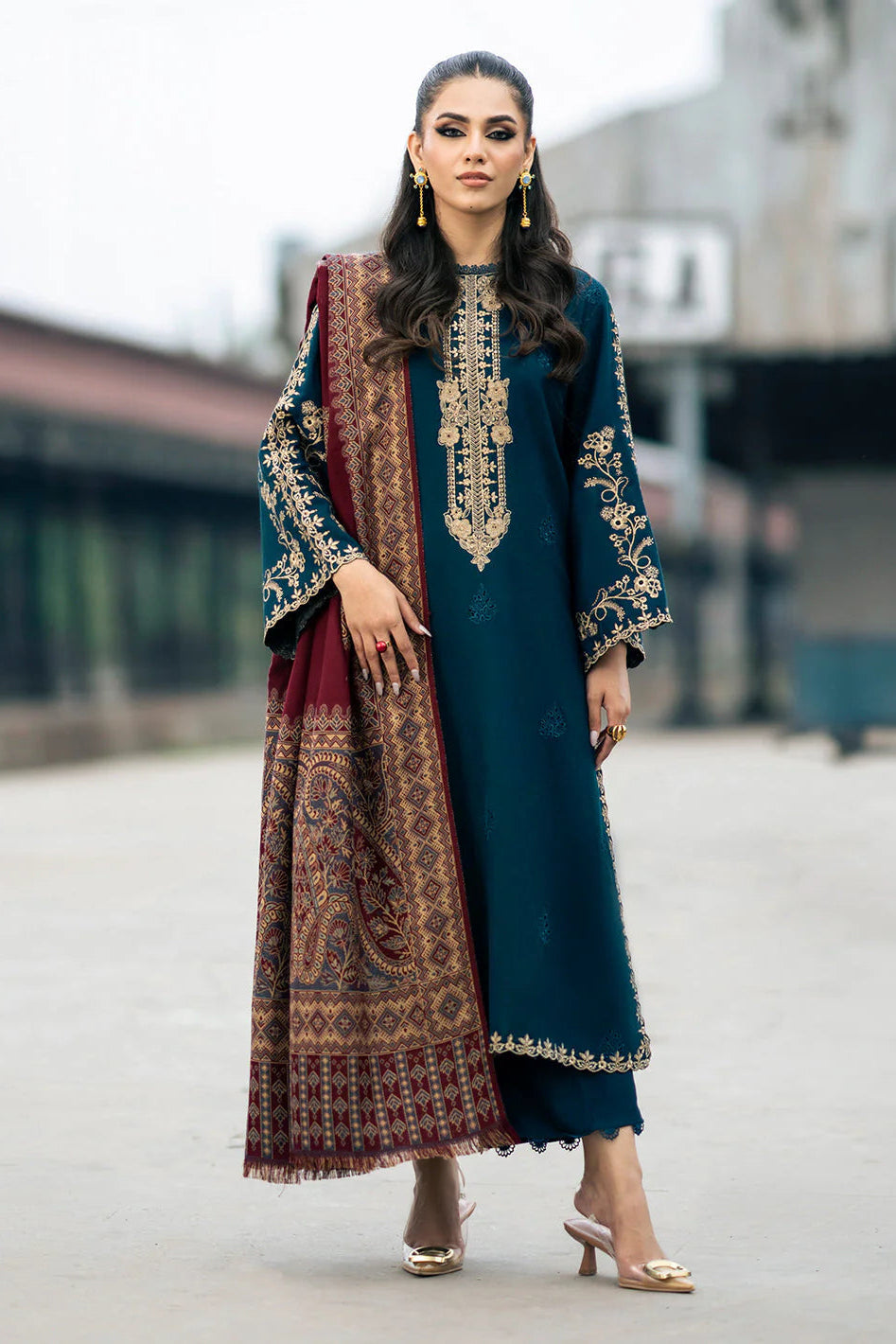 IZEL 3PC LAWN 90/88 AIR-JET UNSTITCHED EMBROIDERED SHIRT WITH TROUSER AND MONARK DUPATTA