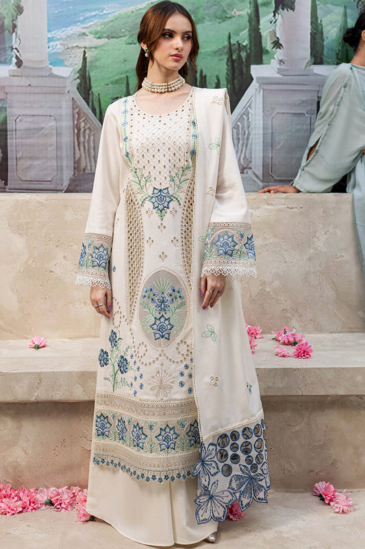MAHNUR- WINTER UNSTITCHED DHANAK EMBROIDERED 3PC WITH LASER WORK EMBROIDERED SHAWL