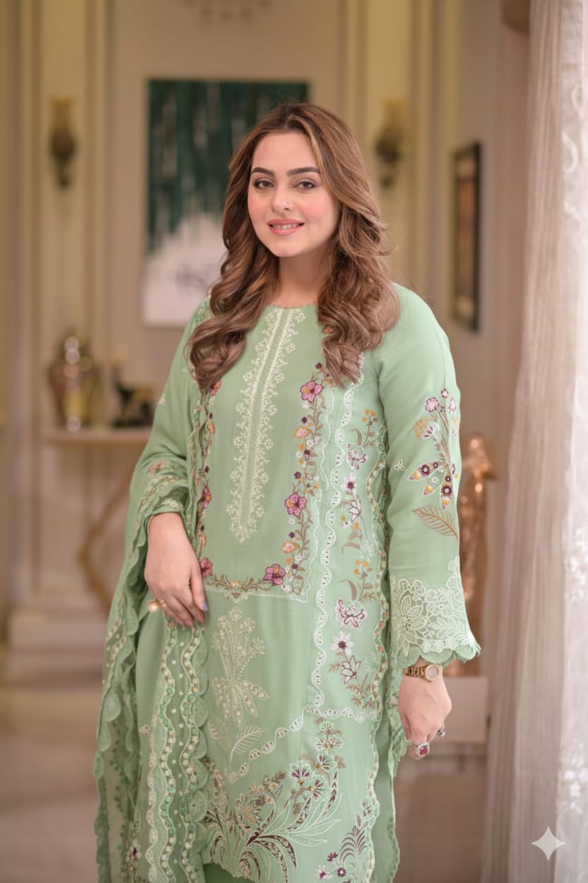 Aneela’s MOST DEMANDING 3PCS UNSTITCHED SUIT* *FABRIC lawn90/88*