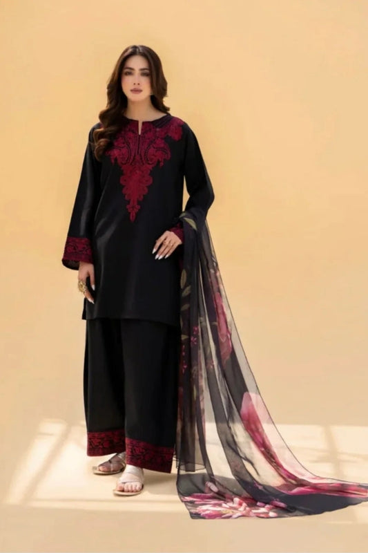 Zullbury 3Pc Dhanak With Heavy Embroidery